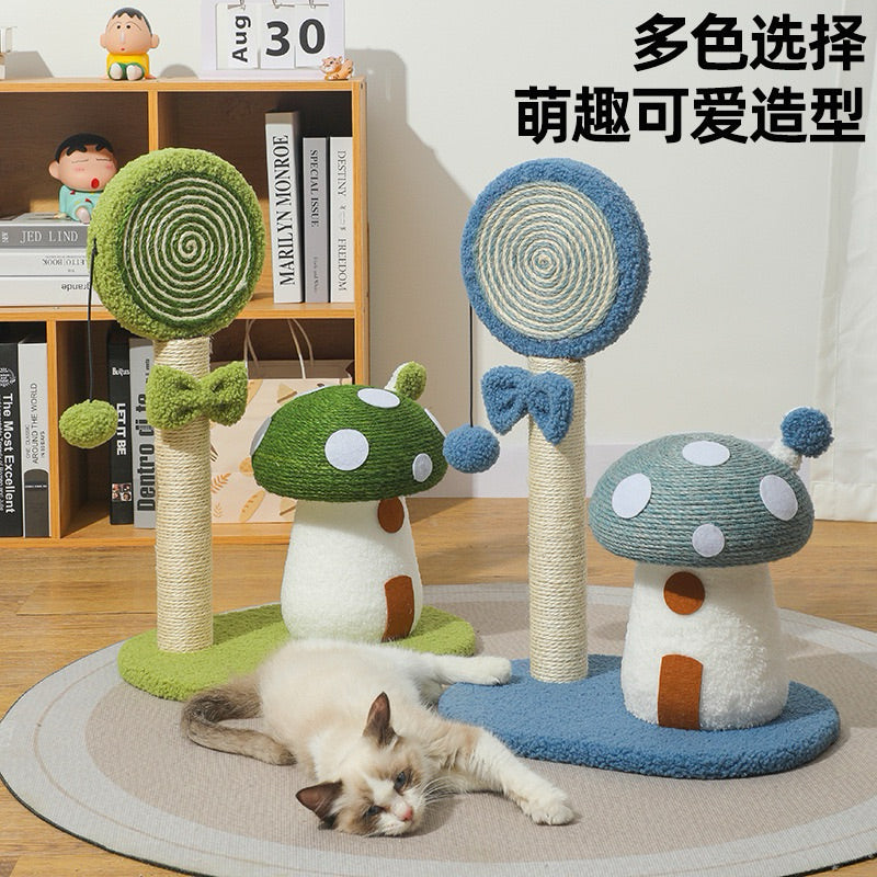 Mushroom Lollipop Sisal Cat Scratcher Post Cat Toy Scratch Board