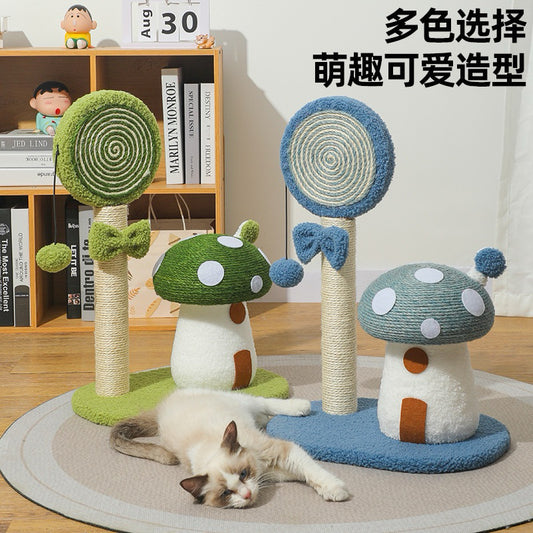 Mushroom Lollipop Sisal Cat Scratcher Post Cat Toy Scratch Board