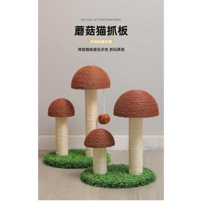 Double Mushroom Cat Scratcher Sisal Pet Toy Scratching Post
