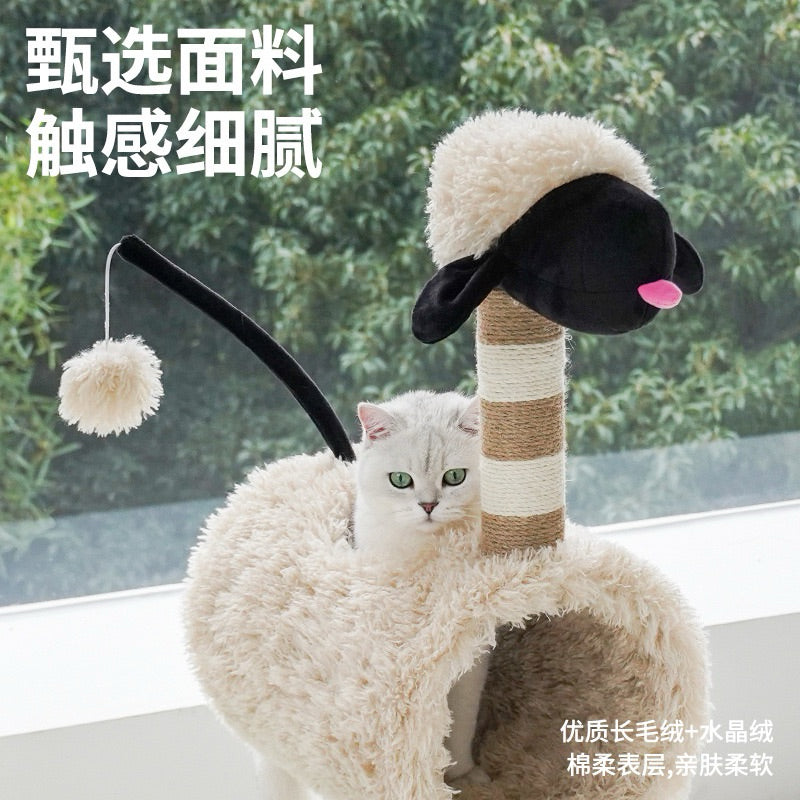 ZEZE sheep Cat Scratcher Tree Condo House Scratching Toy