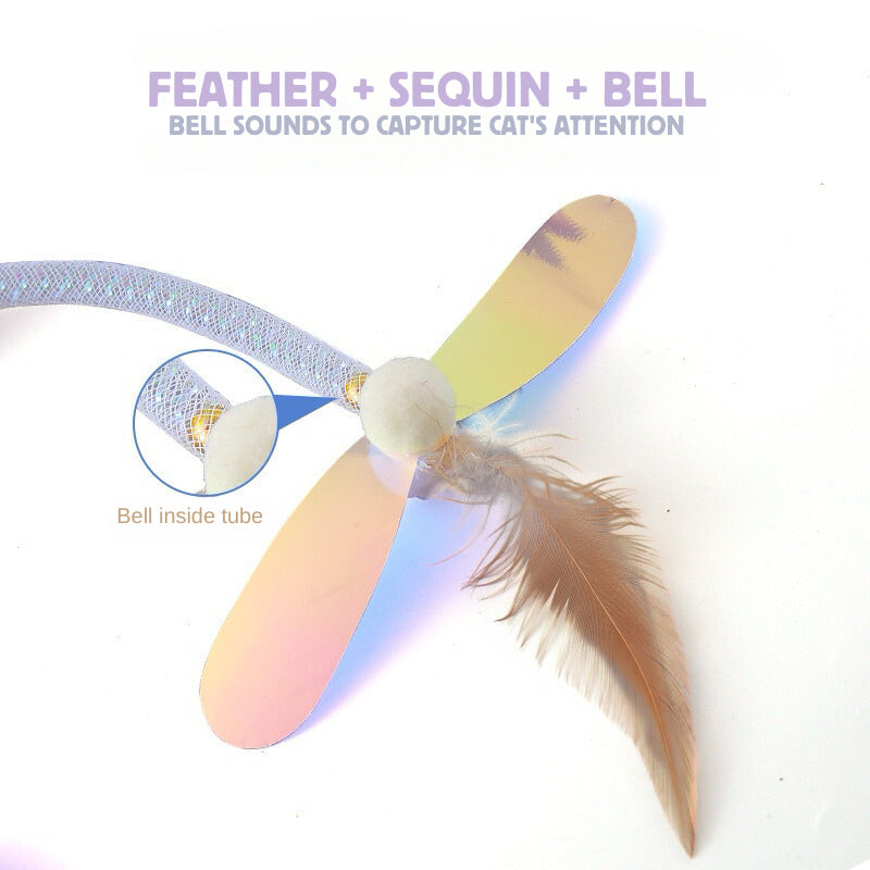 Clearance Cat Teaser with Bell Elastic Net Pet Toy Chaser stick