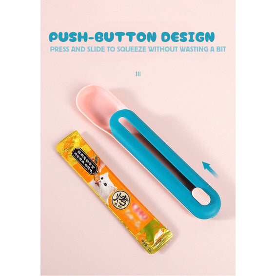 Cat snack feeder spoon meat paste pushing spoon