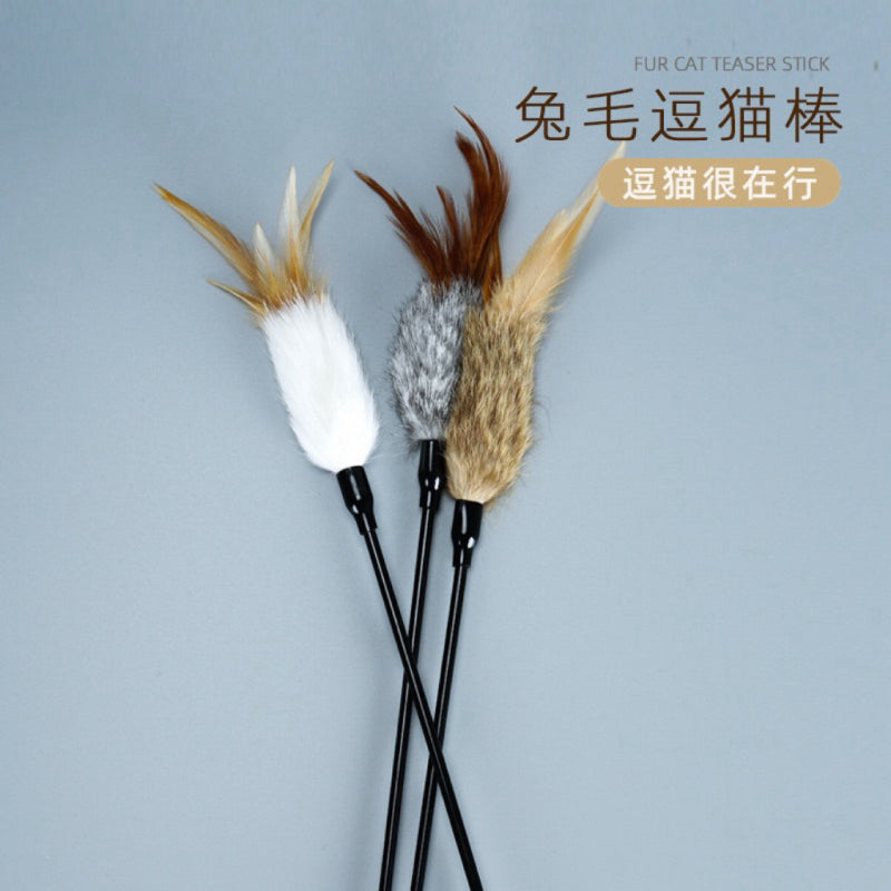 Fur n Feather Long Cat Teaser Local Stock Rabbit Fox Pet Toy Stick Chaser
