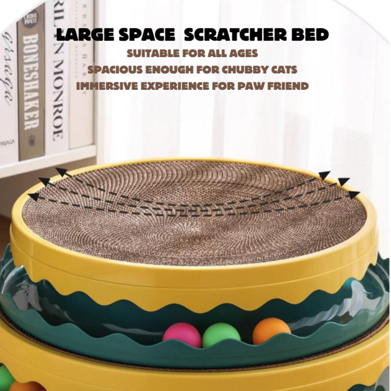 Cat scratch board round teaser tunnel chaser replaceable corrugated paper