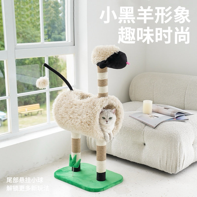 ZEZE sheep Cat Scratcher Tree Condo House Scratching Toy