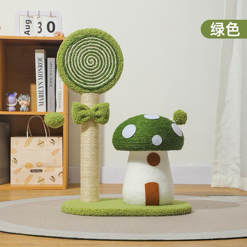 Mushroom Lollipop Sisal Cat Scratcher Post Cat Toy Scratch Board