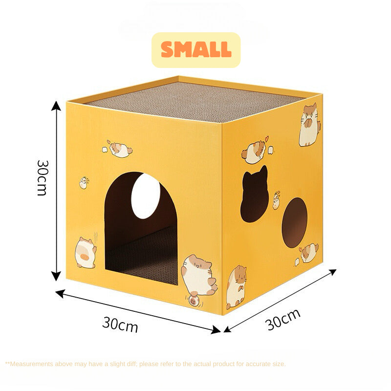 Kitty Cat Box Yellow Double Deck Scratcher House