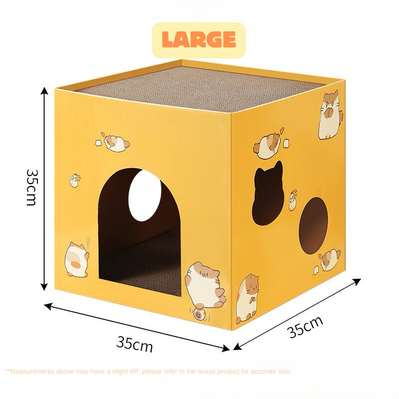 Kitty Cat Box Yellow Double Deck Scratcher House