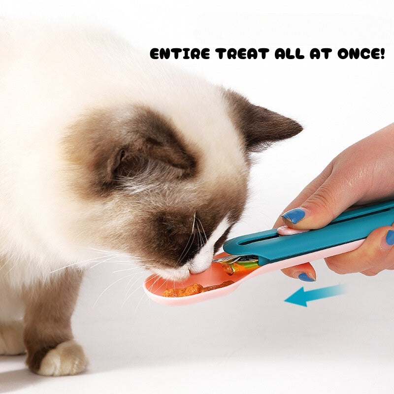Cat snack feeder spoon meat paste pushing spoon