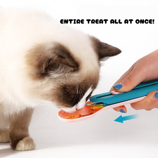 Cat snack feeder spoon meat paste pushing spoon