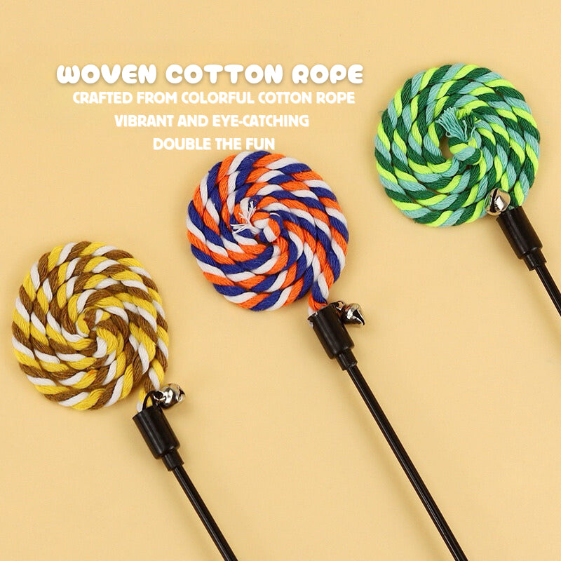 Cat Teaser Wand with Cotton Rope and Bell – Interactive Toy for Cats