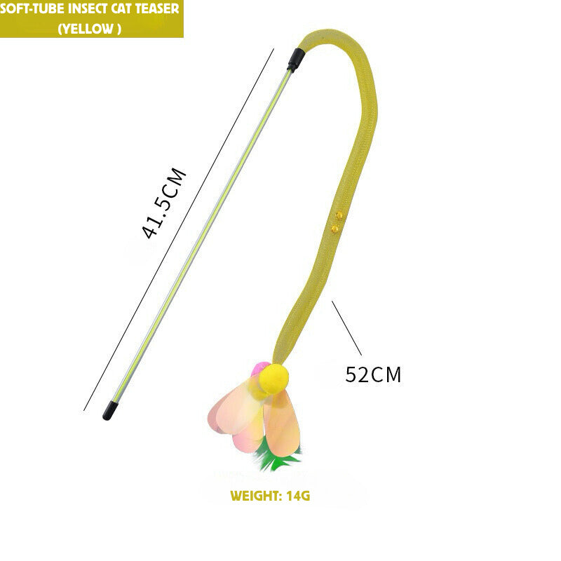 Clearance Cat Teaser with Bell Elastic Net Pet Toy Chaser stick