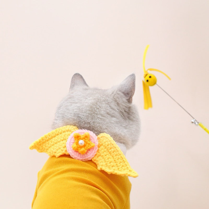 Felt Duck n Bee Cat teaser Wand Stick Pet Toy Training Chaser