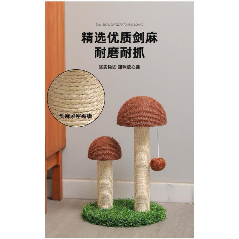 Double Mushroom Cat Scratcher Sisal Pet Toy Scratching Post