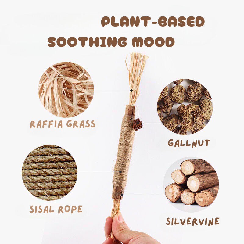 Catnip Catmint bitting bar cat toy sisal raffia teaser chaser stick