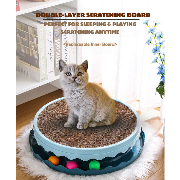 Cat scratch board round teaser tunnel chaser replaceable corrugated paper