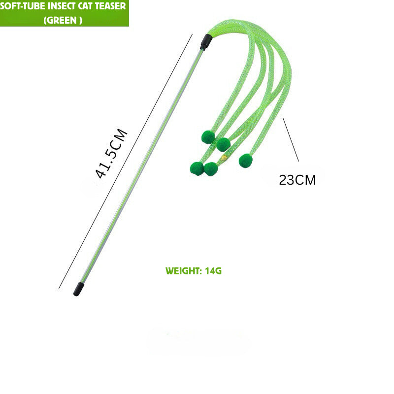 Clearance Cat Teaser with Bell Elastic Net Pet Toy Chaser stick