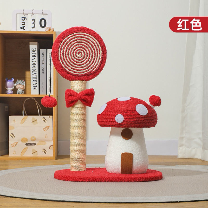 Mushroom Lollipop Sisal Cat Scratcher Post Cat Toy Scratch Board