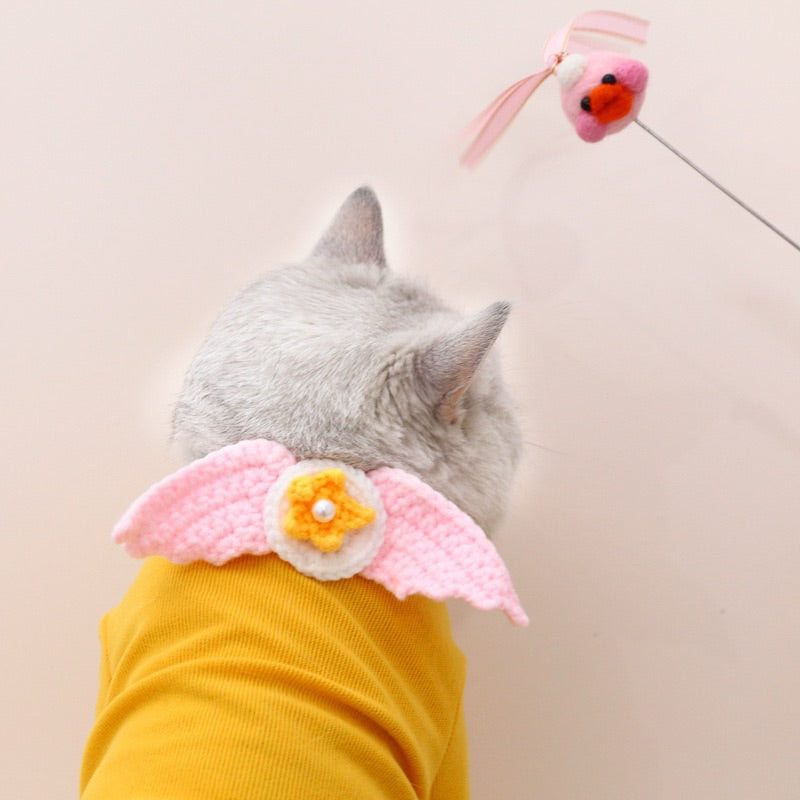 Felt Duck n Bee Cat teaser Wand Stick Pet Toy Training Chaser