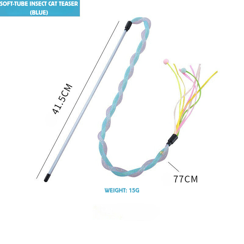 Clearance Cat Teaser with Bell Elastic Net Pet Toy Chaser stick