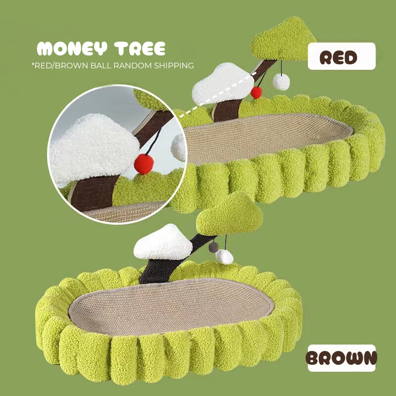 MeowFairy Money Tree Cat Scratcher Bed Scratch Board Sisal Sleeping Pad