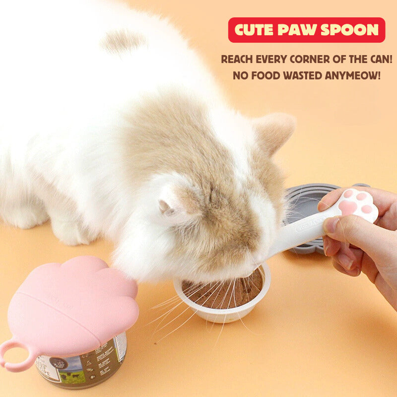 [SG Stock] Cat paw 🐾 silicon rubber can food lid cover 🥄 spoon