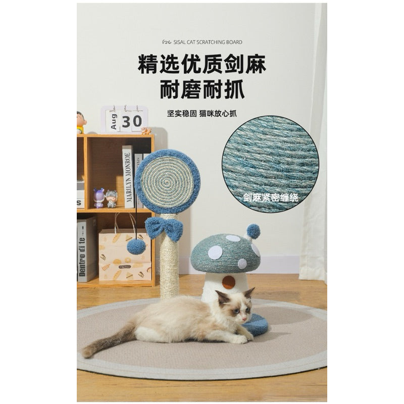 Mushroom Lollipop Sisal Cat Scratcher Post Cat Toy Scratch Board