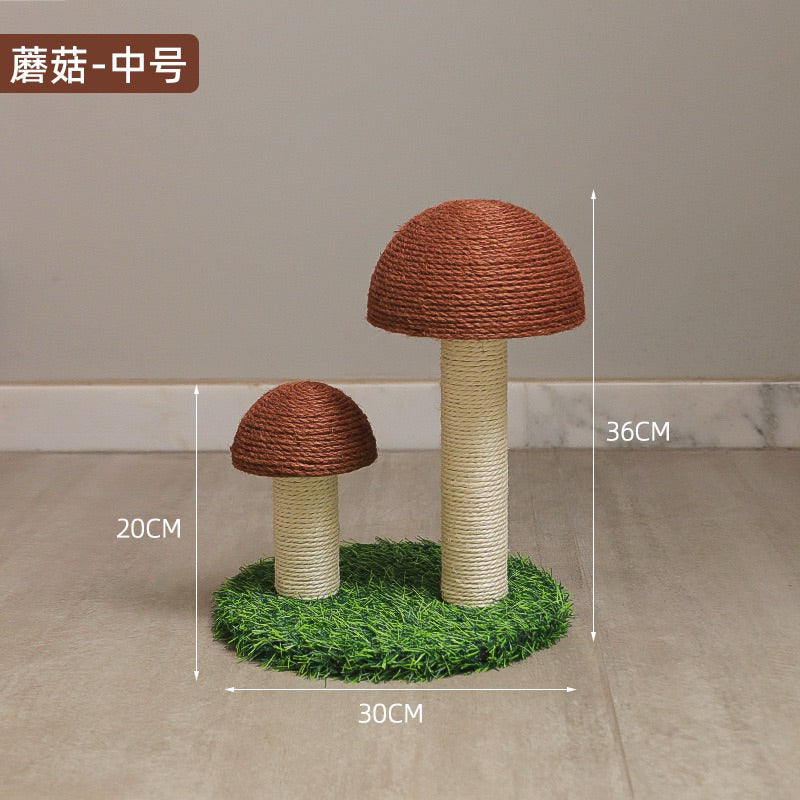 Double Mushroom Cat Scratcher Sisal Pet Toy Scratching Post