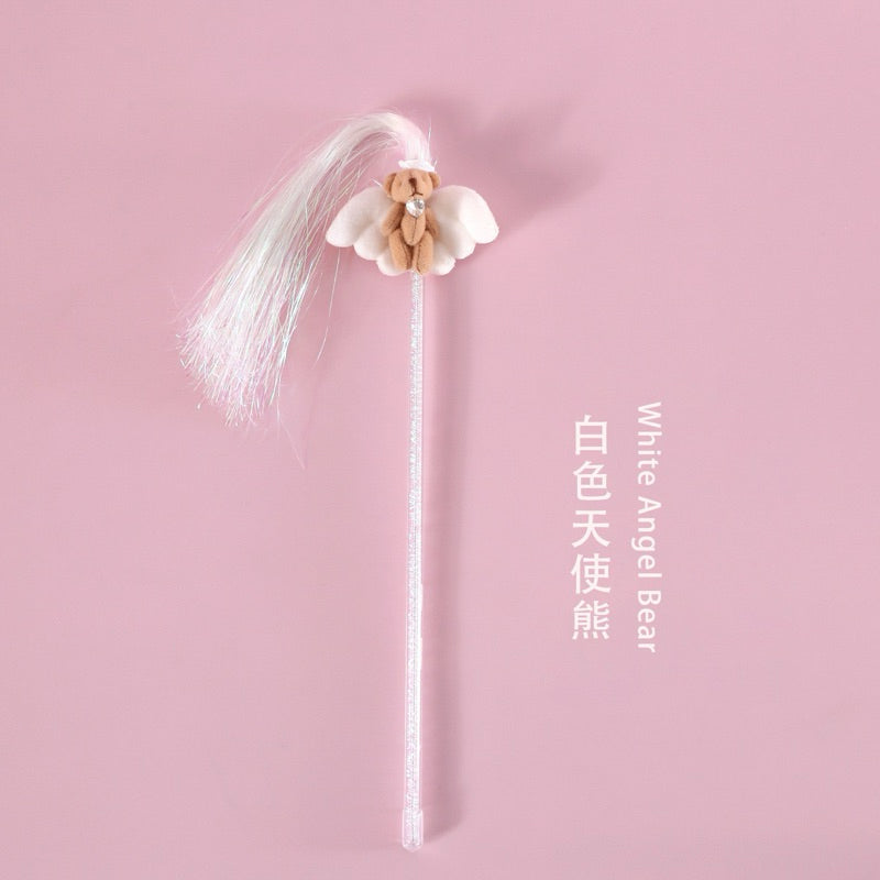 Angel Bear Cat Teaser Toy Chaser Wand Stick Pet Toy
