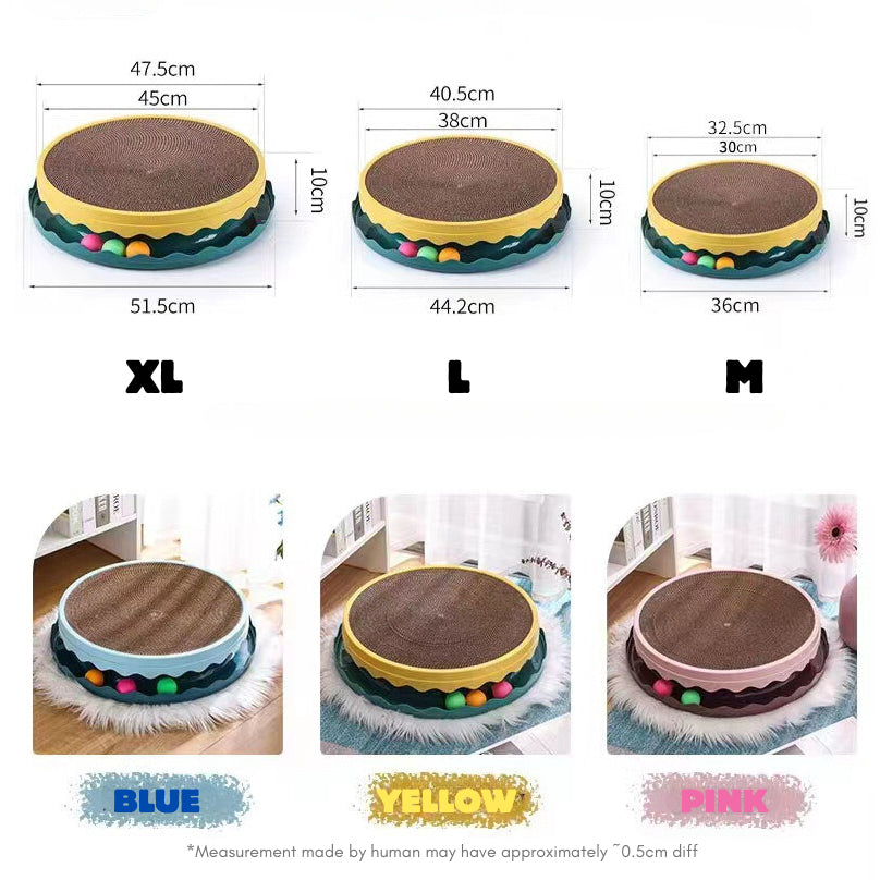 Cat scratch board round teaser tunnel chaser replaceable corrugated paper