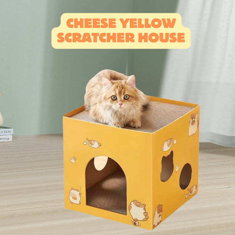Kitty Cat Box Yellow Double Deck Scratcher House