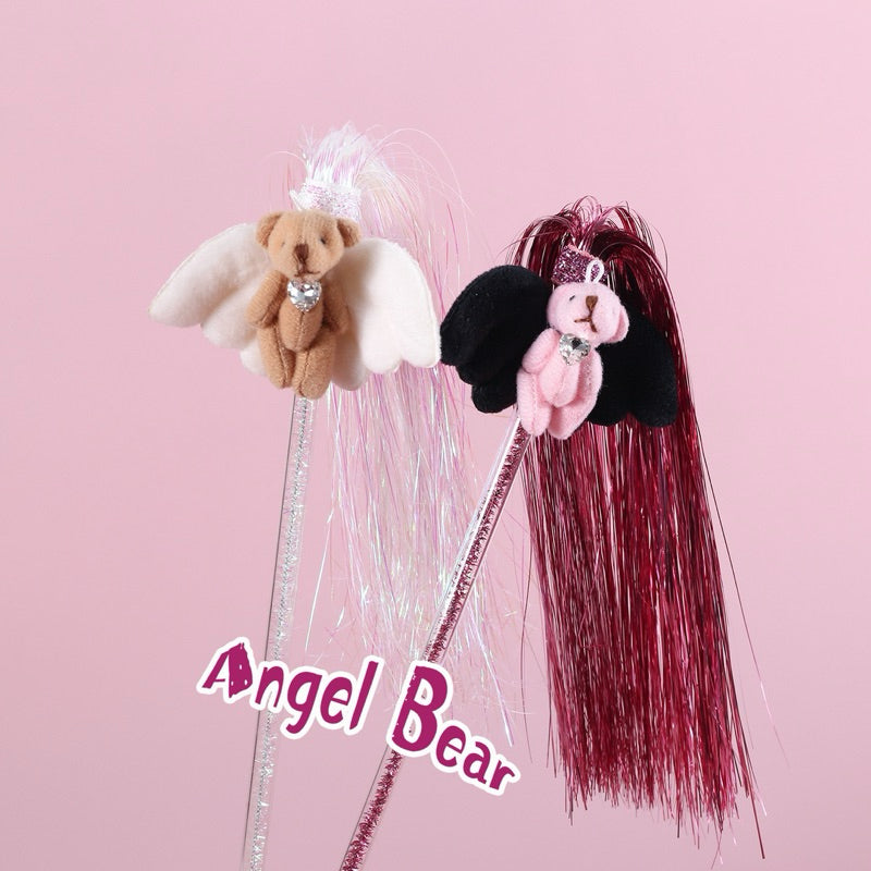Angel Bear Cat Teaser Toy Chaser Wand Stick Pet Toy