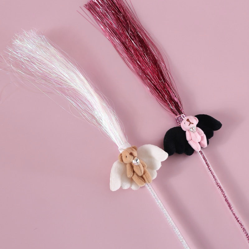 Angel Bear Cat Teaser Toy Chaser Wand Stick Pet Toy