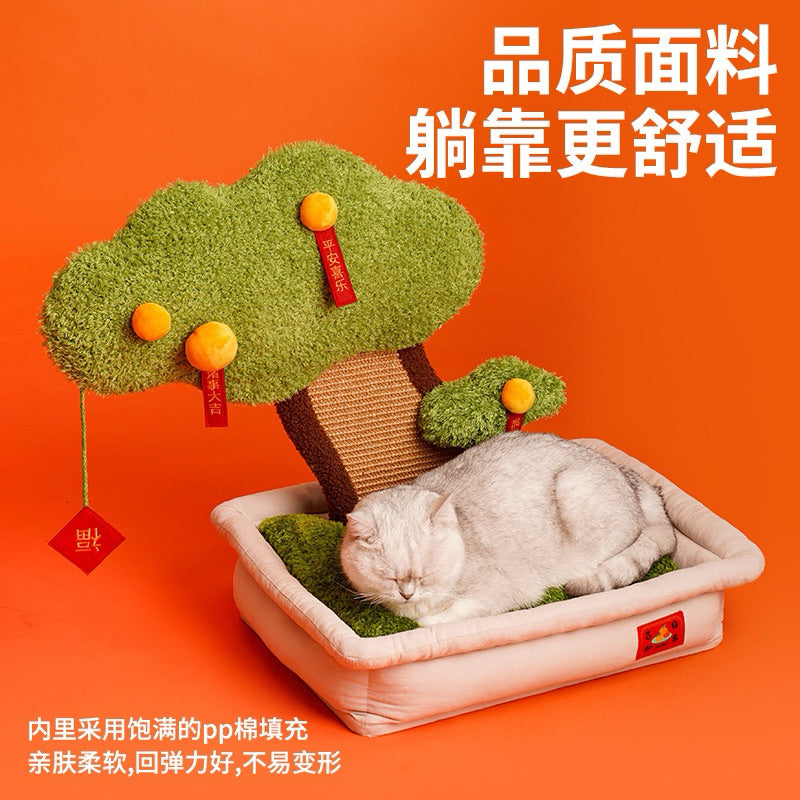 Zeze Kumquat Cat Bed w Scratcher Pet House Scratching Pad CNY