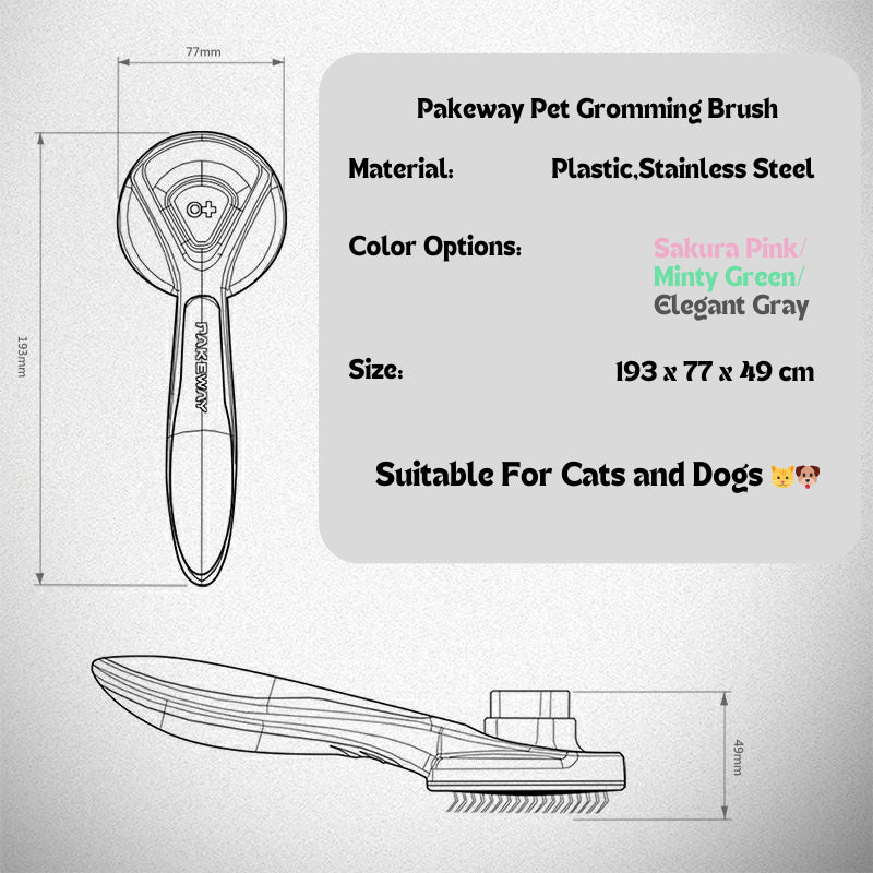 [SG Stock] Pakeway Pet gromming Brush cat dog Comb self clean hair remover