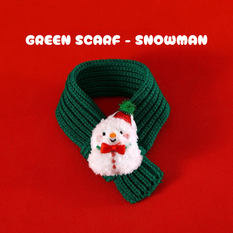 Knit Fluffy Christmas Scarf for Cat Dog Santa Collar Necklace for Pet