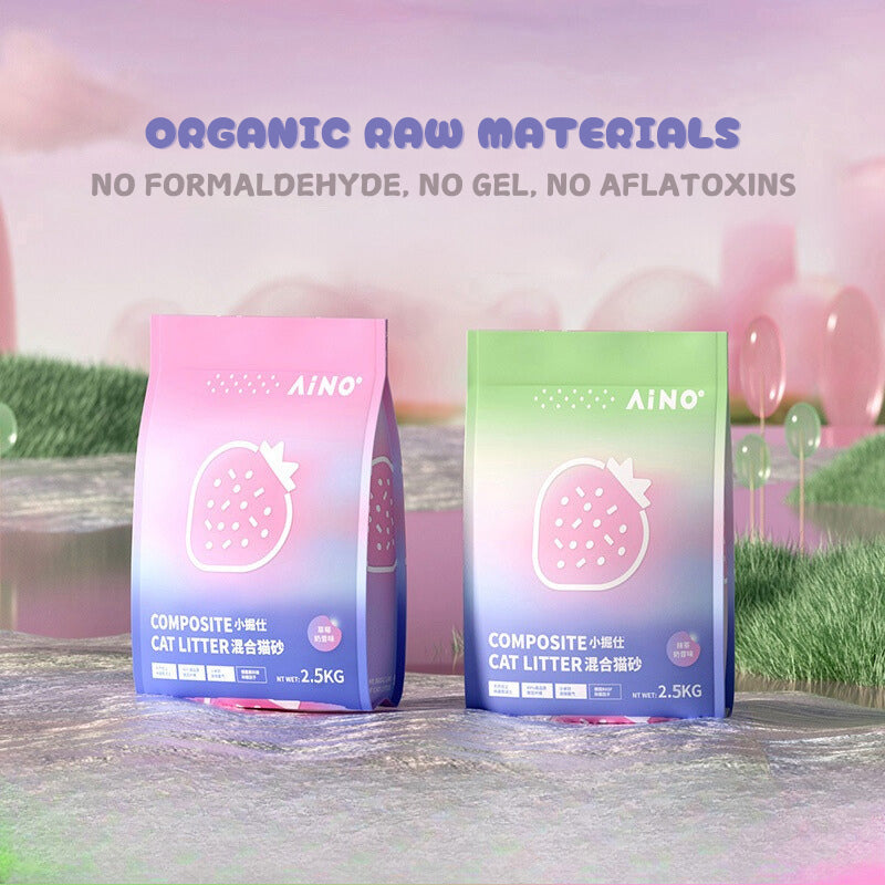 AiNo Strawberry Milk Shake Cat Litter Sand Tofu Mix Pet Greentea Macha 2.5kg