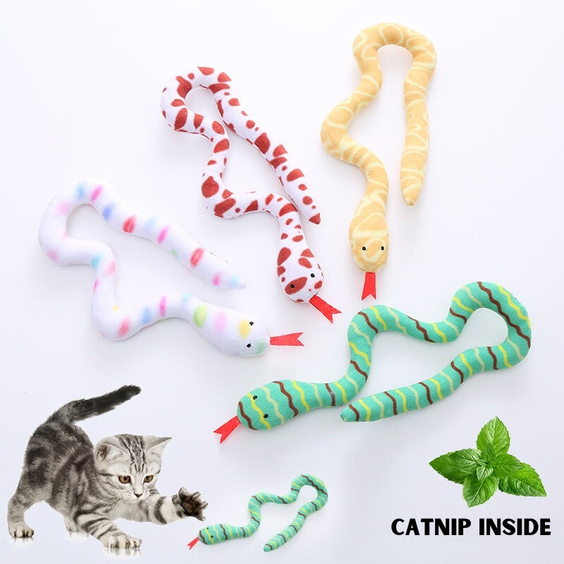 Cat toy snake teaser with catnip