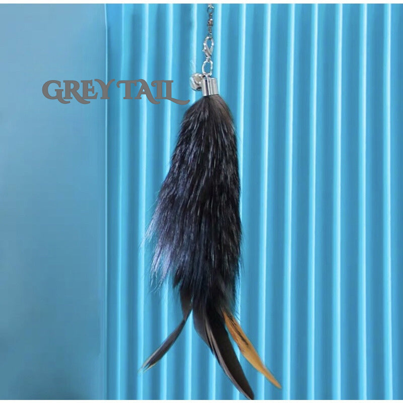 Cat teaser with fox 🦊 fur fishing wand pet chaser