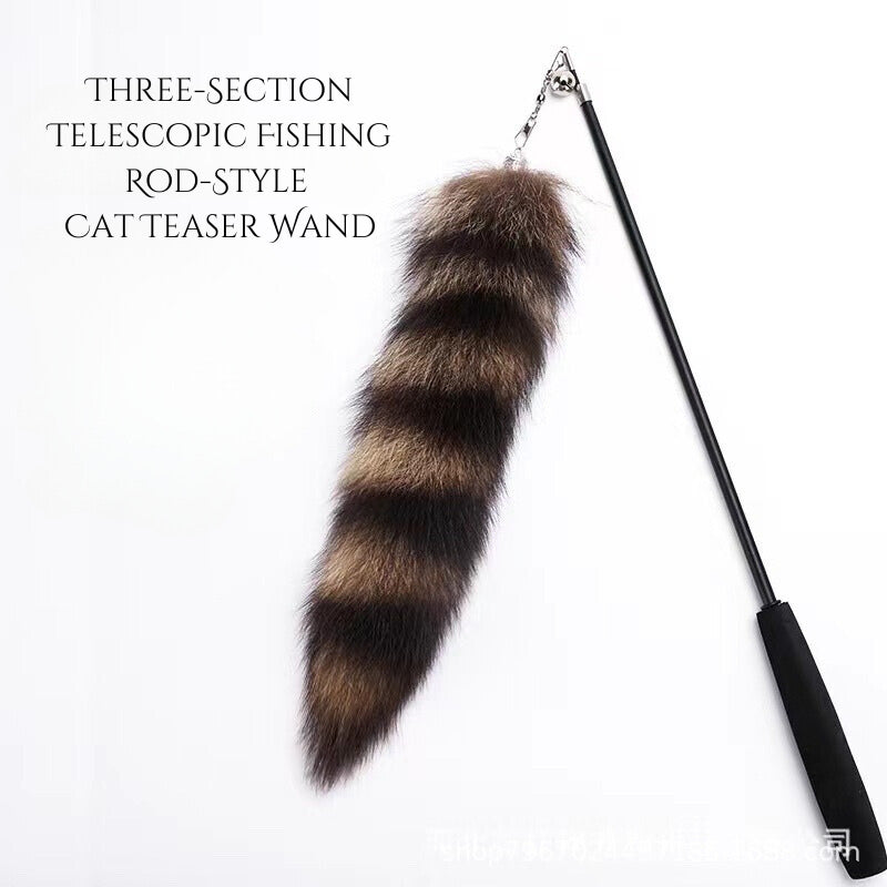 Cat teaser with fox 🦊 fur fishing wand pet chaser