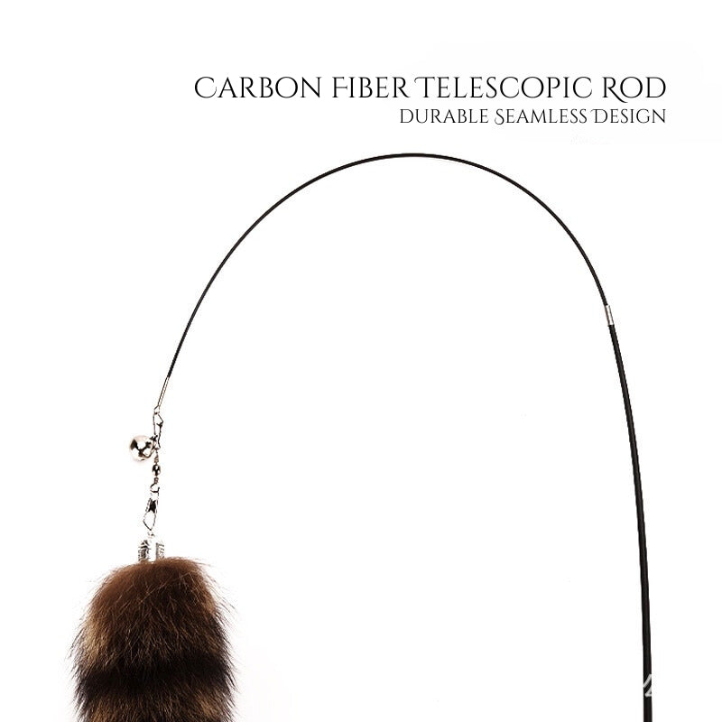 Cat teaser with fox 🦊 fur fishing wand pet chaser